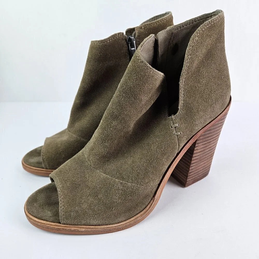 Vince Camuto Katleen Prairie Dust (Taupe) Suede Peep Toe Ankle Boot 8